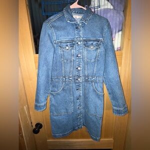 Faherty Michelle Button Up Long Sleeve Denim Dress Sea Bright Wash Blue Sz 6